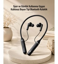 Kablosuz Boyun Tipi Bluetooth Kulaklık Mikrofonlu Spor ve Günlük Kullanıma Uygun