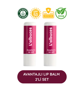 50 SPF Raspberry Lip Balm 2’li Set – Yüksek Güneş Koruması & Nem