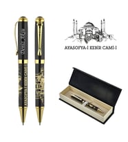 BK Gift Kişiye Özel Premium Ayasofya Kabartmalı Baskılı Roller Kalem – Lazer Kazımalı İsim Yazılı, Mavi Mürekkepli