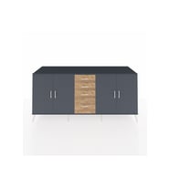 Kronos Konsol 2 Raflı 4 Çekmeceli 4 Kapaklı 220x59x99 Antrasit-Antrasit/Çam
