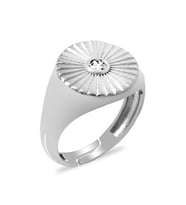 Zirkon Taşlı Papatya Tasarım Silver Renk Free Size 925 Ayar Gümüş Kadın Tektaş Yüzük