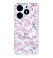 PrintiFy Tecno Spark 10 Pro Uyumlu Kamera Korumalı Floral Pudra Tasarımlı Şeffaf Silikon Kılıf