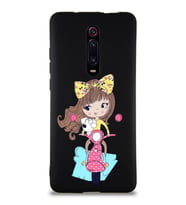 Xiaomi Redmi K20 Soft Premier Kapak Vespagirl Tasarımlı Silikon Kılıf - Siyah (Şeffaf)