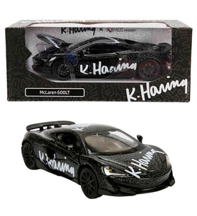 1:32 Sesli ve Işıklı RMZ Hobby Keith Haring Serisi Die Cast Çek Bırak Model Araba - Siyah Mclaren 600lt