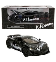 1:32 Sesli ve Işıklı RMZ Hobby Keith Haring Serisi Die Cast Çek Bırak Model Araba - Siyah Mclaren 600lt