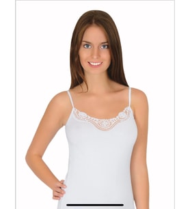 Bayan Dantelli İnce Askılı Ribana Atlet 6'lı Paket (Beyaz)