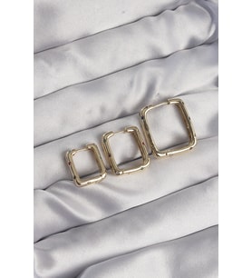 Pirinç Gold Renk Renkli Zirkon Taşlı Kare Model Küpe Seti 5886 - HPSBYI6599-7041