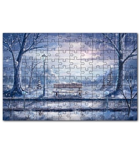 Cakapuzzle Animasyon Tren Yolu Bank Ağaçlar Kar Görsel Puzzle Yapboz MDF (Ahşap) (120 Parça)