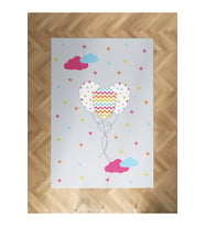 MEKTA HOME BEBEK VE ÇOCUK ODASI Renkli Bulutlu ve Balon Desenli Halı