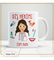 Diş Hekimlerine Özel İsim Yazılabilir Kupa Bardak – Kişiye Özel Meslek Temalı Hediye-106