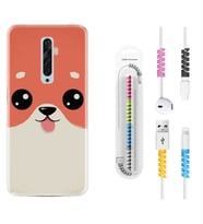 Oppo Reno 2Z 4 Lite 4 Pro 5 6 7 A31 Kılıf Kablo Koruma Spiral Silikon Sevimli Köpek 1731