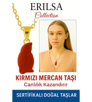 Sertifikalı Penguen Model Kırmızı Mercan Kolye – Sadakat, Enerji ve Cesaret Taşı (Çok Renkli)