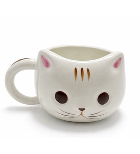 3D Kedi Tasarımlı Kabartmalı Seramik Kupa Bardak