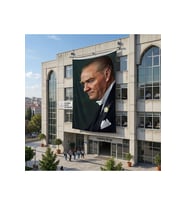 Sivil Mustafa Kemal Atatürk Portre Poster Bayrak Raşel Kumaş 6x9 metre ATA50