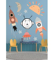 Çocuk odası gezegenleri için uzay elementleri 60 x 50 cm 1 adet Çocuk Odası Duvar Sticker Dekorasyon (Karışık)
