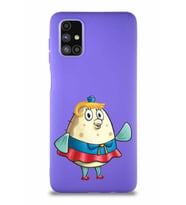Samsung Galaxy M51 Soft Premier Kapak Bayan Puff Tasarımlı Silikon Kılıf - Mor (Şeffaf)