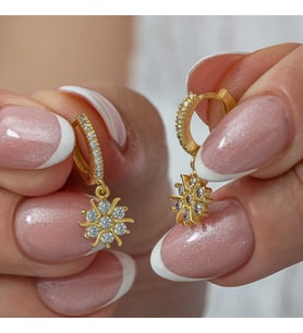 Gümüş Gold Sallantılı Güneş Kadın Küpe