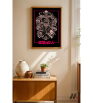Attack on Titan Pembe Kolaj Poster, Ahşap Çerçeveli Duvar Tablosu - Anime Severlere