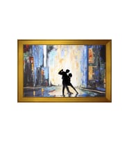 Dans Soyut Motifli Kanvas Tablo 80 x 110 cm Gold Çerçeve