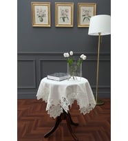 Fransız Dantelli Keten Fiskos, Gardenya Kumaş Fiskos 100x100cm