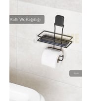 Paslanmaz Raflı Tuvalet Kağıdı Askılığı Wc Kağıtlık Tutucu Siyah