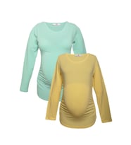 LuvmaBelly MYRA2309_2306 Hamile tshirt seti (Sarı-Yeşil)