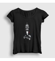 Presmono Kadın Siyah Godfather Robot Bender Futurama T-Shirt 306347tt