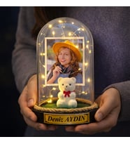 Fotoğraflı Yazılı Kişiye Özel LED Işıklı Fanus – Anlamlı, Romantik ve Unutulmaz Hediye M1 (Model 3)