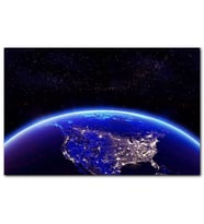 Cakatablo Kuzey Amerika Uzaydan Gece Görünüş MDF Tablo