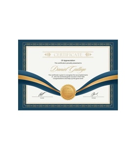 Blue Gold Classic Elegant Appreciation Certificate