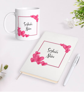 BK Gift Kişiye Özel İsimli Beyaz Defter Kalem Kupa Seti-10