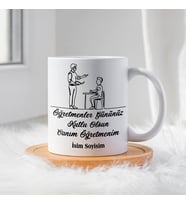 Öğretmenler Günü İçin Kişiye Özel Porselen Kupa Bardak - BY-KP-0000291 (Beyaz)