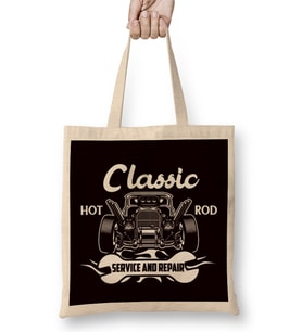 Classic Hot Rod American Old Cars Automobile Hotrod Garage Bez Çanta Uzun Saplı