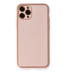 Newface Apple iPhone 11 Pro Kılıf Coco Deri Silikon Kapak - Pembe