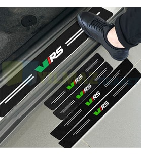 Skoda Vrs Logo Karbon Kapı Eşiği Oto Sticker Etiket Yapıştırma Çıkartma 4 Parça