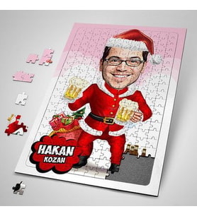 Kişiye Özel Yılbaşı Partisi Erkeğe Özel Karikatürlü Puzzle
