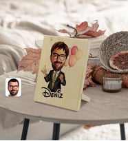 BK Gift Kişiye Özel İsimli Erkek Doğum Günü Karikatürlü Dekoratif Ahşap Çerçeve Model 3