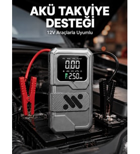 Taşınabilir Araç Akü Takviye ve Ha Kompresörü Powerbank Özellikli