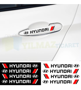 Hyundai Logo Yan Ayna Kapı Kolu Jant Oto Sticker Etiket 4 Adet 13 Cm