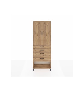 Arges Dolap 2 Raflı 4 Çekmeceli 2 Kapaklı 88x30x243 Çam-Çam