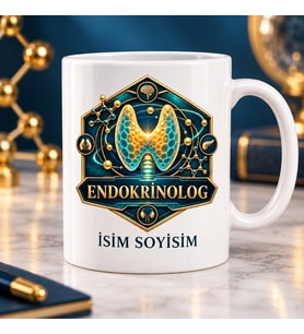 Endokrinolog Kupa Bardak Tiroid ve Molekül Desenli