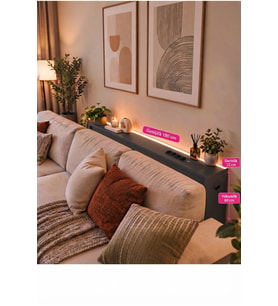1. Sınıf Antrasit MDF AuraTech LED’li Koltuk Arkası Dresuar Prizli Şarjlı Raf Konsol 180x80x12