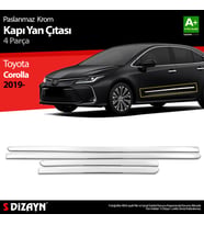 Toyota Corolla Krom Kapı Yan Çıtası 4 Prç 2019 Üzeri