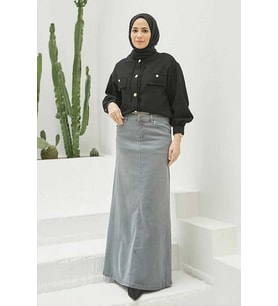 2254-Klasik Etek Gri