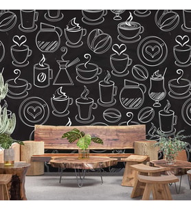 Kahve Temalı Cafe Duvar Kağıdı Baskı
