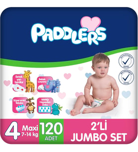 Bebek Bezi 4 Numara Maxi (7-14 Kg) 120 Adet – 2’Li Set