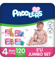 Bebek Bezi 4 Numara Maxi (7-14 Kg) 120 Adet – 2’Li Set