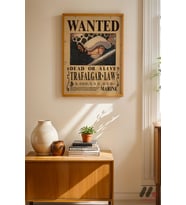 One Piece Trafalgar Law Wanted Poster, Ahşap Çerçeveli Duvar Tablosu - Anime Severlere