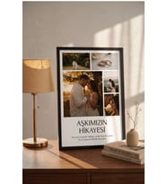 Kişiye Özel Fotoğraf Kolaj Çerçeve Sevgiliye Aşk Hikayesi Romantik Dekoratif Hatıra Hediye Tablo