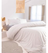 Koza Home Viento Nevresim Takımı Pamuk Ekru Mavi Çizgili Mavi Çift Kişilik 9510A